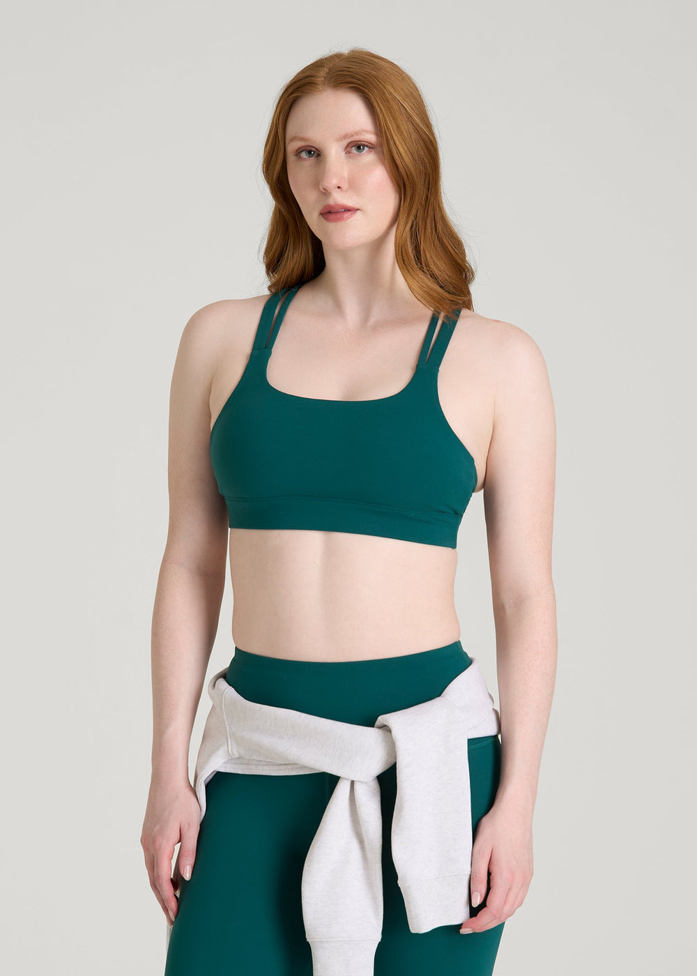 American Tall Online Shop | Balance Multi-Strap Sports Bra for Tall Women in Deep Teal