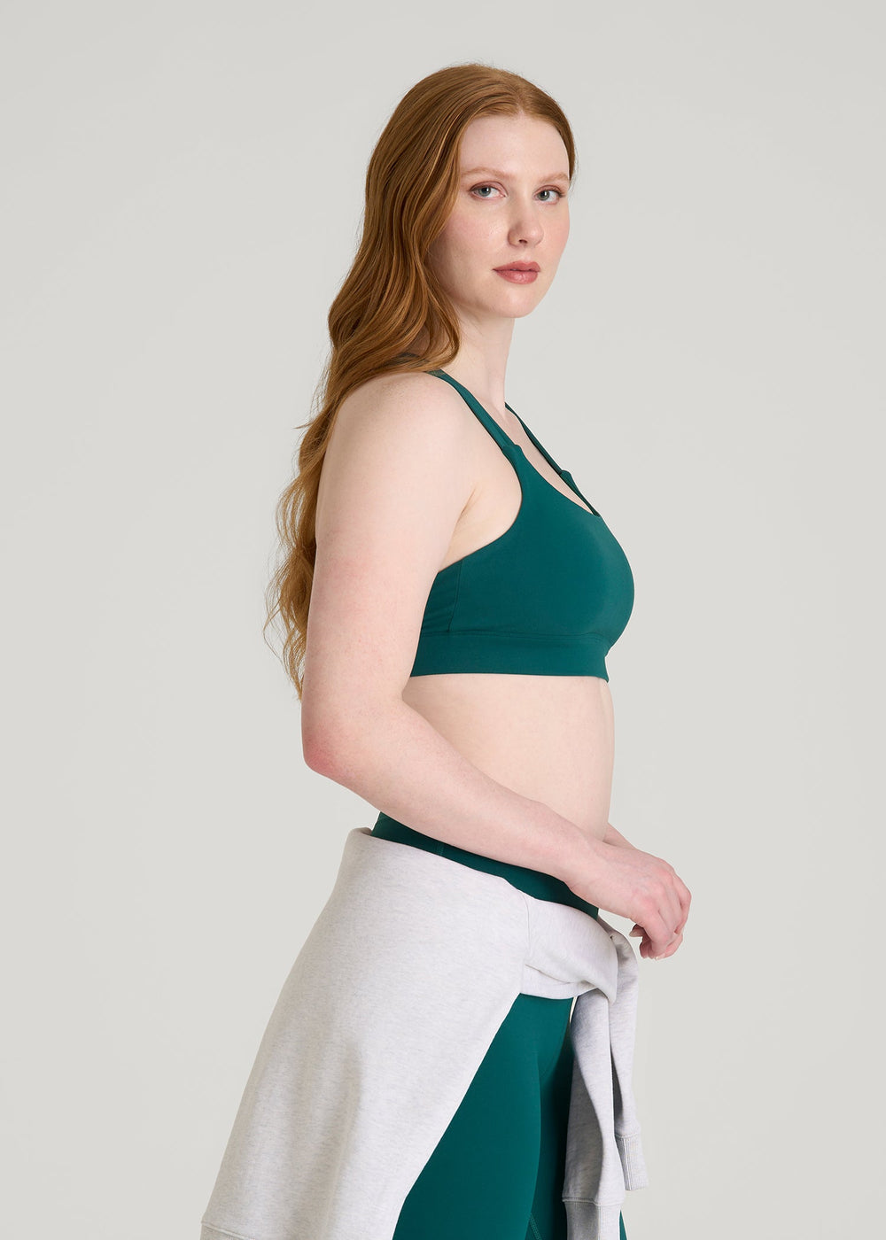 American Tall Online Shop | Balance Multi-Strap Sports Bra for Tall Women in Deep Teal