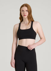 American Tall Discount | Balance Multi-Strap Sports Bra for Tall Women in Black