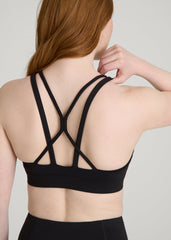 American Tall Discount | Balance Multi-Strap Sports Bra for Tall Women in Black