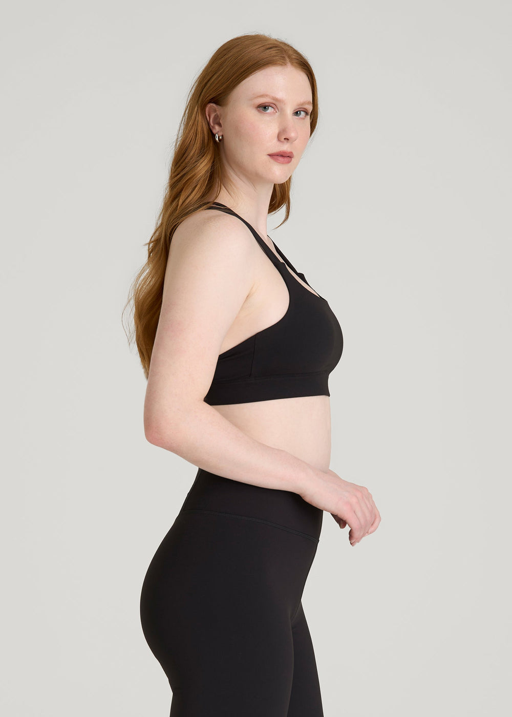 American Tall Discount | Balance Multi-Strap Sports Bra for Tall Women in Black