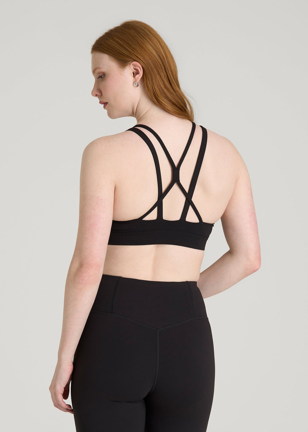 American Tall Discount | Balance Multi-Strap Sports Bra for Tall Women in Black