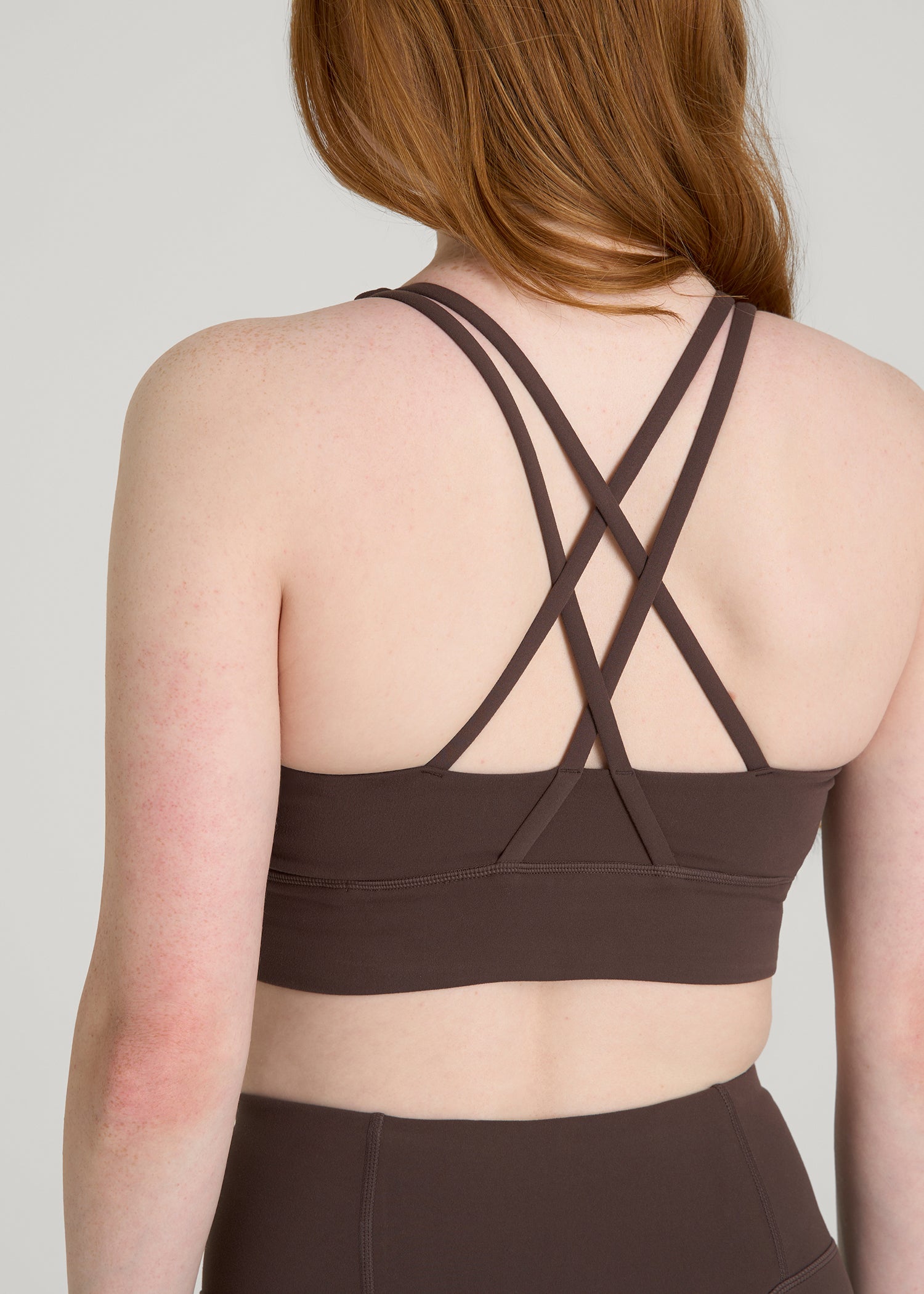 American Tall Online | Balance Crisscross Sports Bra for Tall Women in Espresso