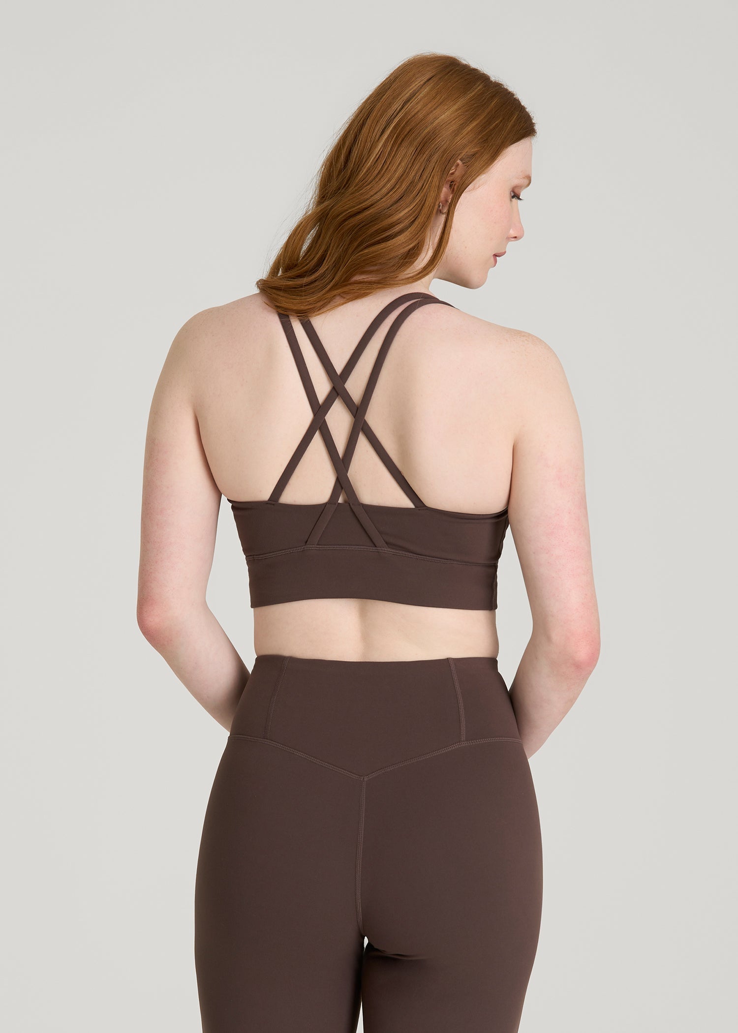 American Tall Online | Balance Crisscross Sports Bra for Tall Women in Espresso