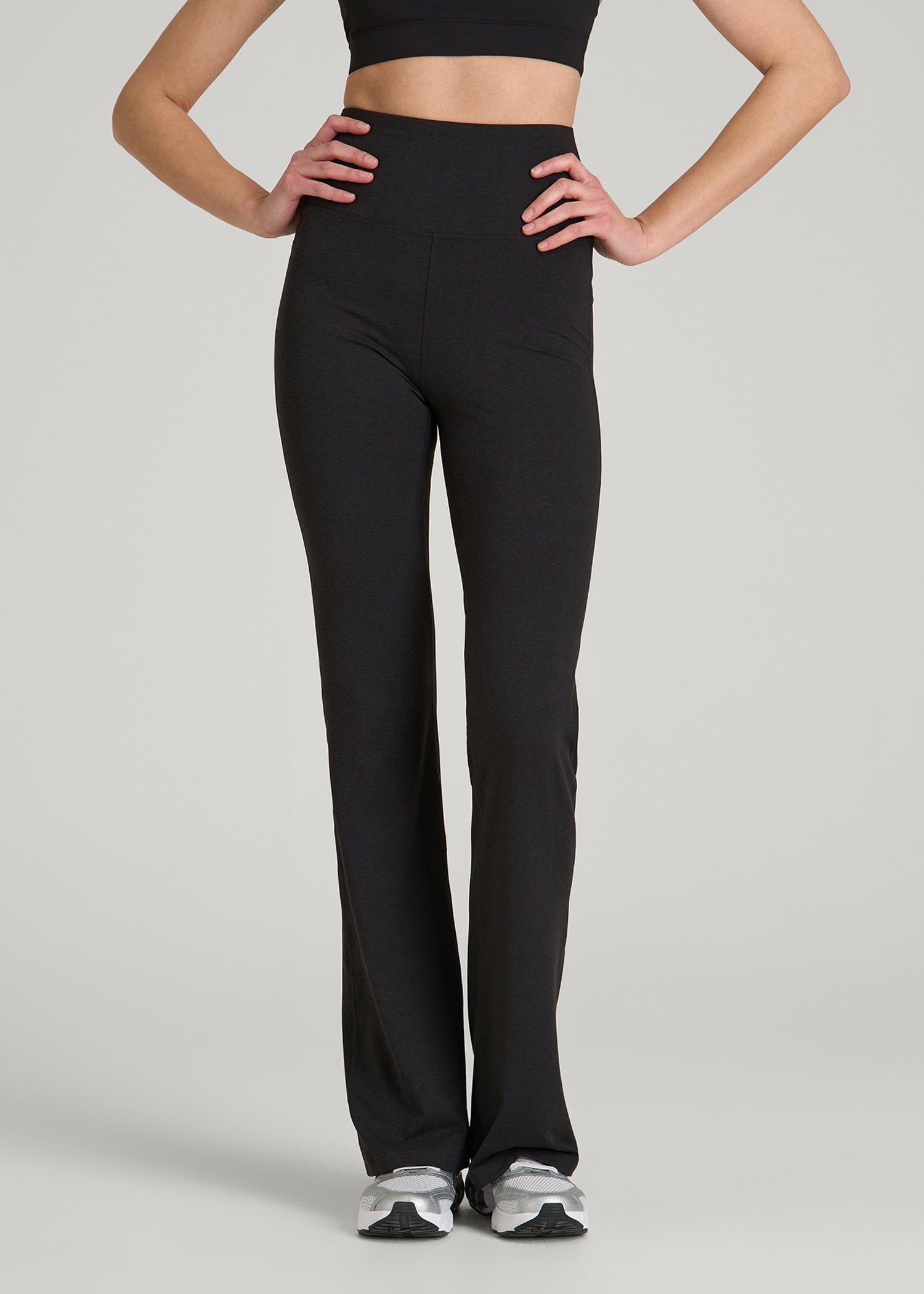 American Tall Online | Ultra Soft High Rise Flare Yoga Pants for Tall Women in Black Mix