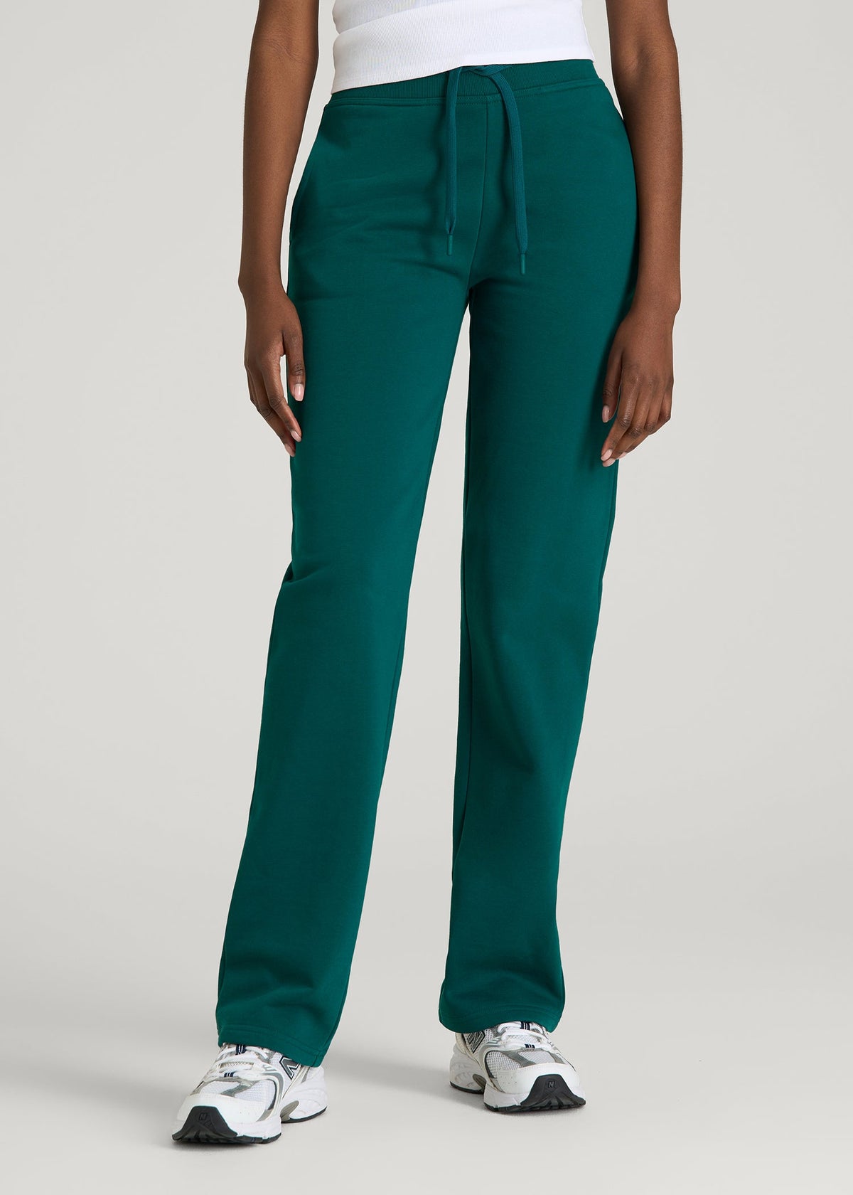 American Tall Sale | Wearever Fleece Open-Bottom Sweatpants for Tall Women in Deep Teal