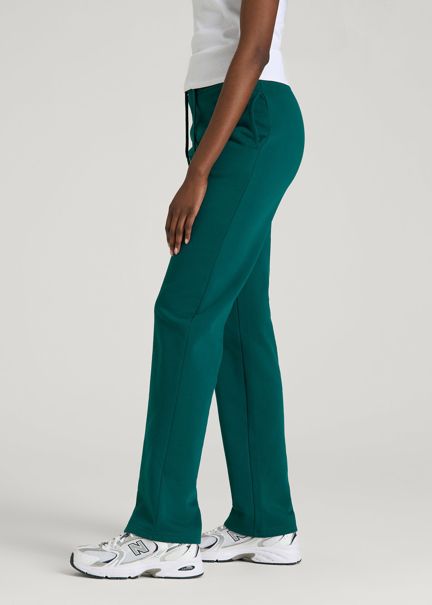 American Tall Sale | Wearever Fleece Open-Bottom Sweatpants for Tall Women in Deep Teal