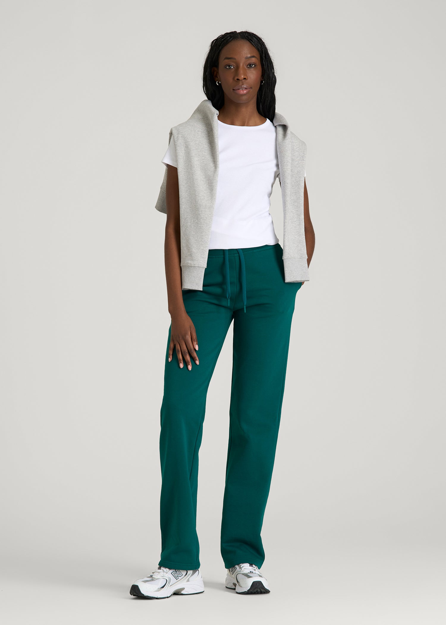 American Tall Sale | Wearever Fleece Open-Bottom Sweatpants for Tall Women in Deep Teal