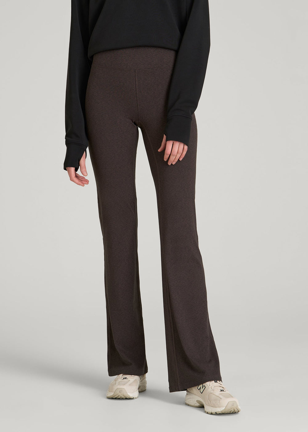 American Tall Outlet | Ultra Soft High Rise Flare Yoga Pants for Tall Women in Espresso Mix