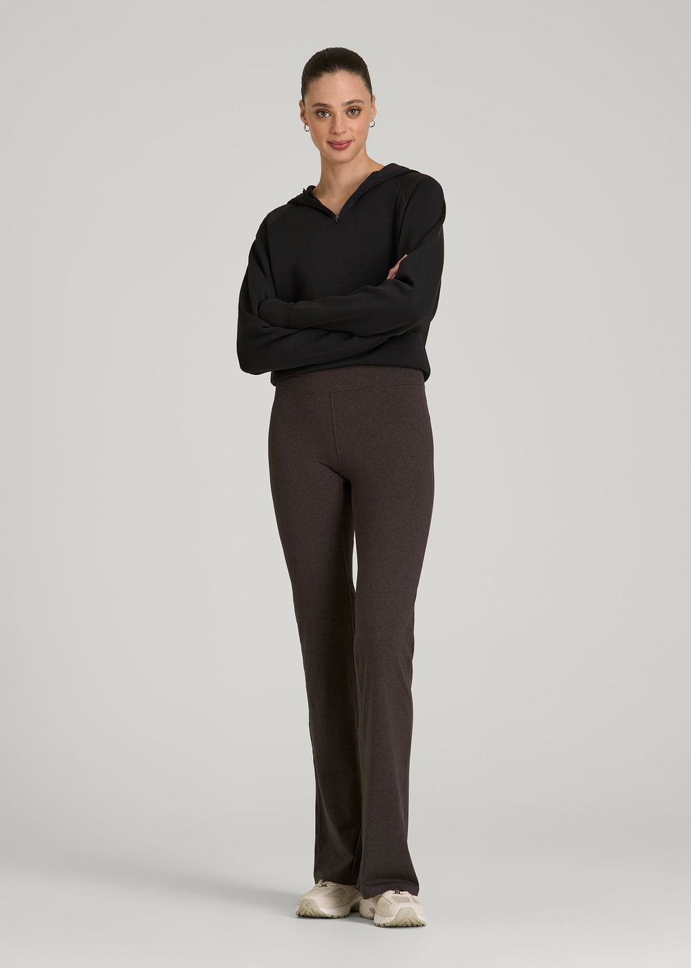 American Tall Outlet | Ultra Soft High Rise Flare Yoga Pants for Tall Women in Espresso Mix