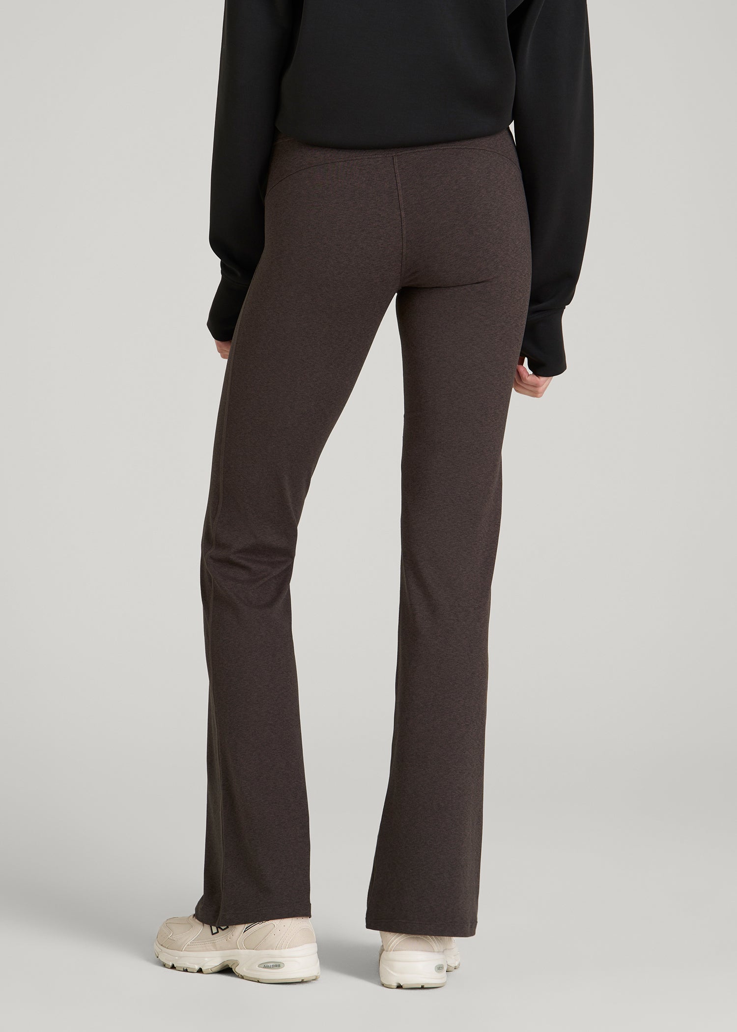 American Tall Outlet | Ultra Soft High Rise Flare Yoga Pants for Tall Women in Espresso Mix
