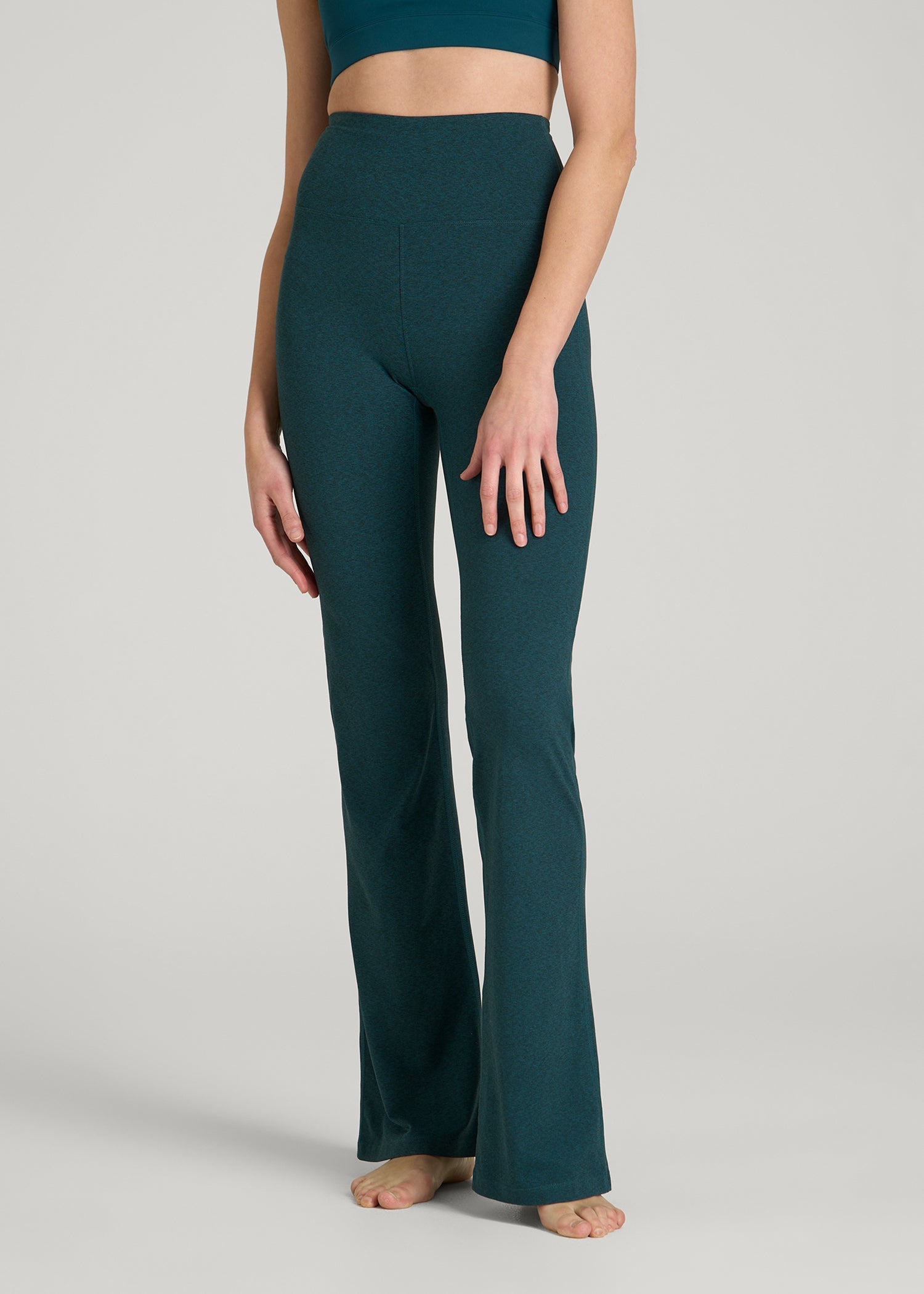 American Tall For Sale | Ultra Soft High Rise Flare Yoga Pants for Tall Women in Deep Teal Mix