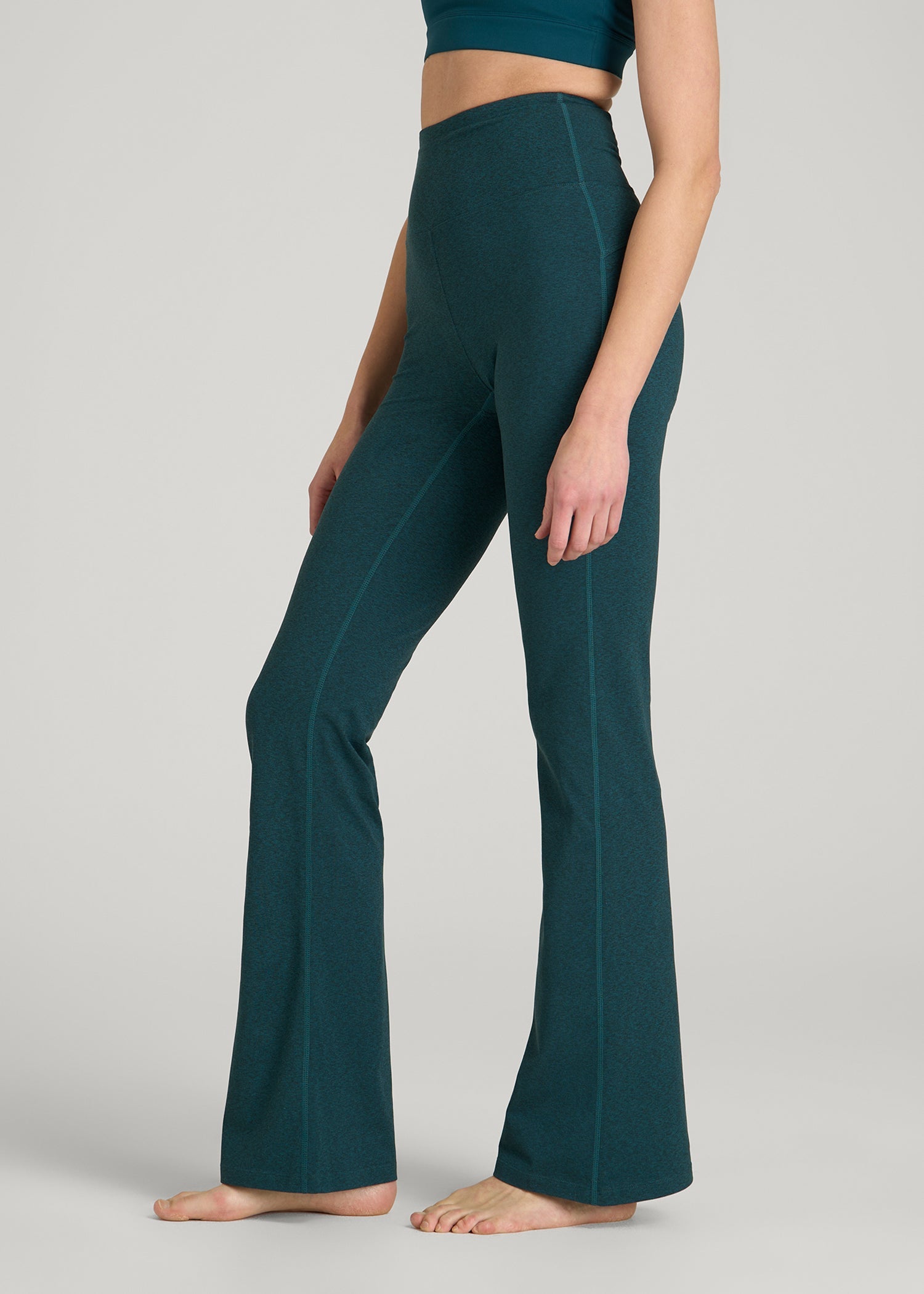 American Tall For Sale | Ultra Soft High Rise Flare Yoga Pants for Tall Women in Deep Teal Mix
