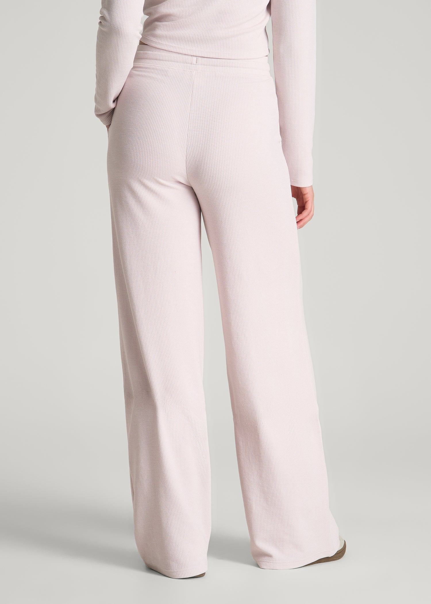 American Tall Online Shop | Mid Rise Waffle Wide Leg Pant for Tall Women in Grey Lilac