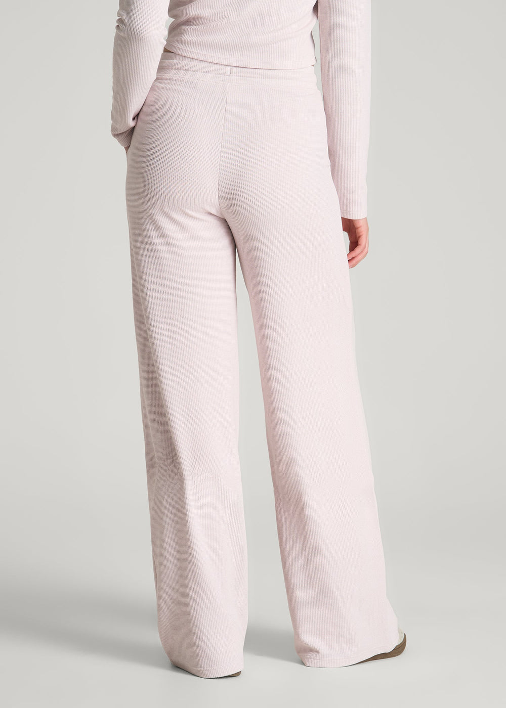 American Tall Online Shop | Mid Rise Waffle Wide Leg Pant for Tall Women in Grey Lilac