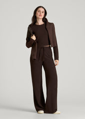 American Tall Discount | Mid Rise Waffle Wide Leg Pant for Tall Women in Espresso