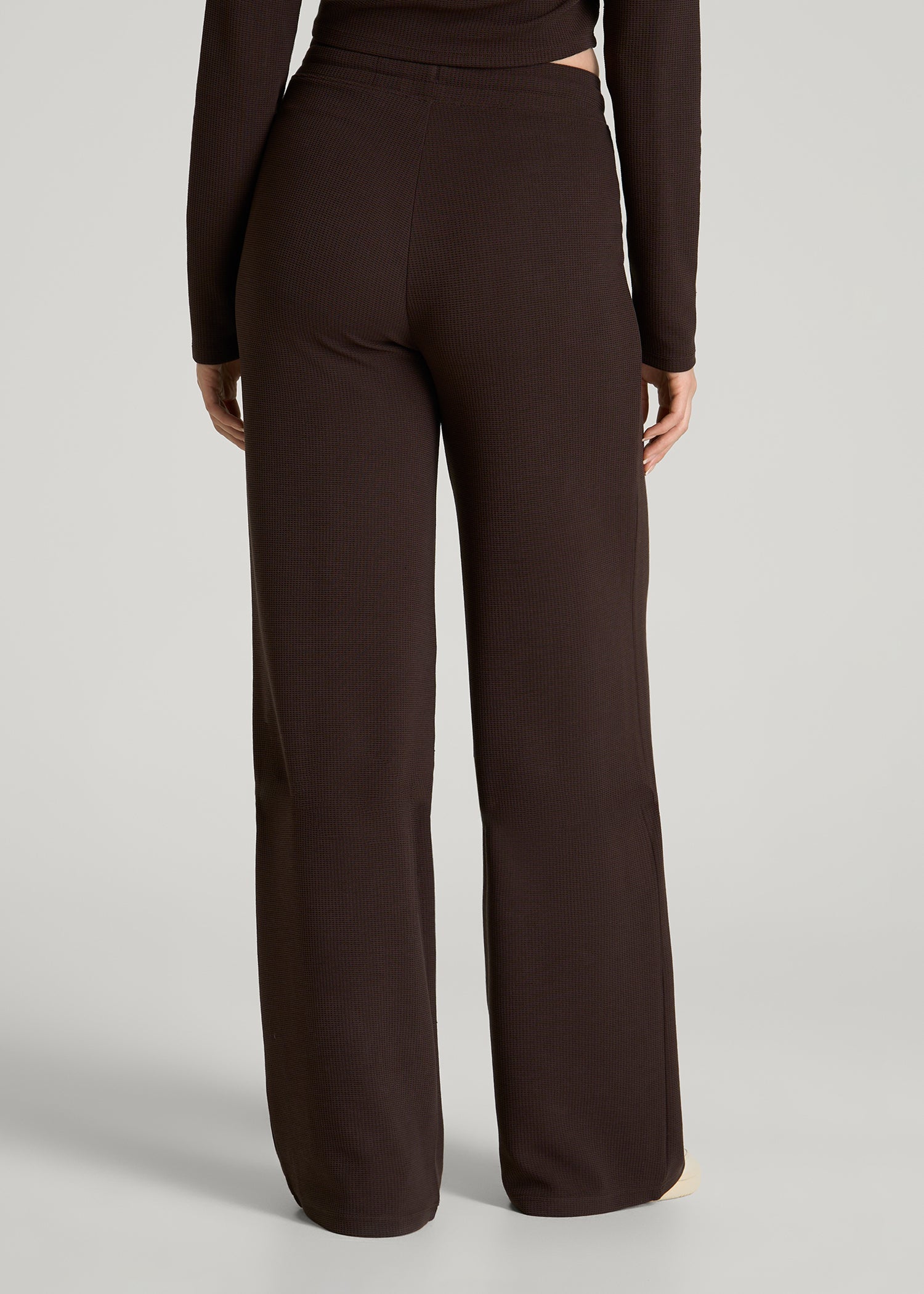 American Tall Discount | Mid Rise Waffle Wide Leg Pant for Tall Women in Espresso