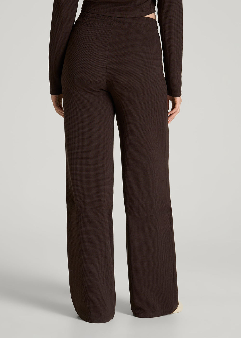 American Tall Discount | Mid Rise Waffle Wide Leg Pant for Tall Women in Espresso