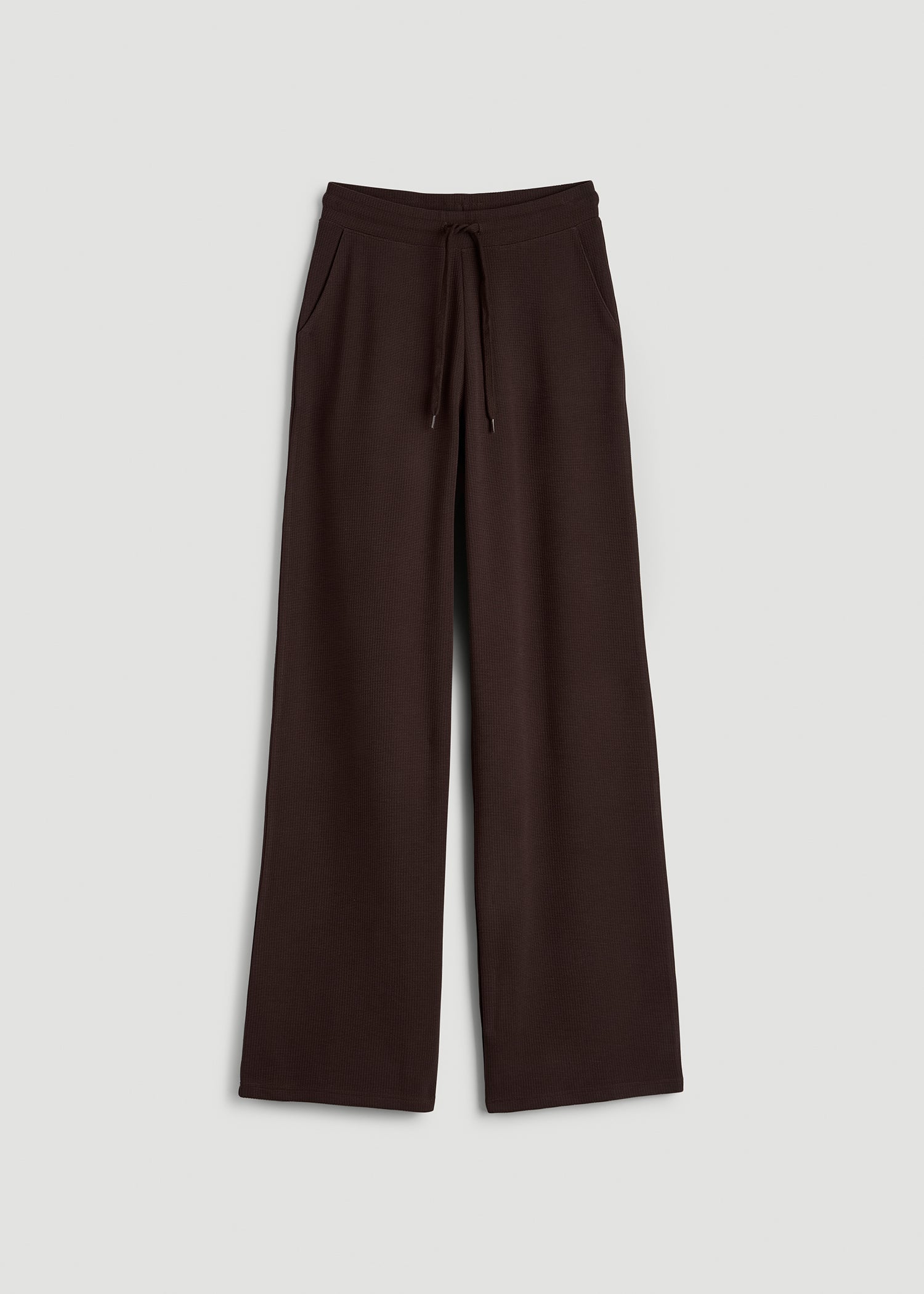 American Tall Discount | Mid Rise Waffle Wide Leg Pant for Tall Women in Espresso