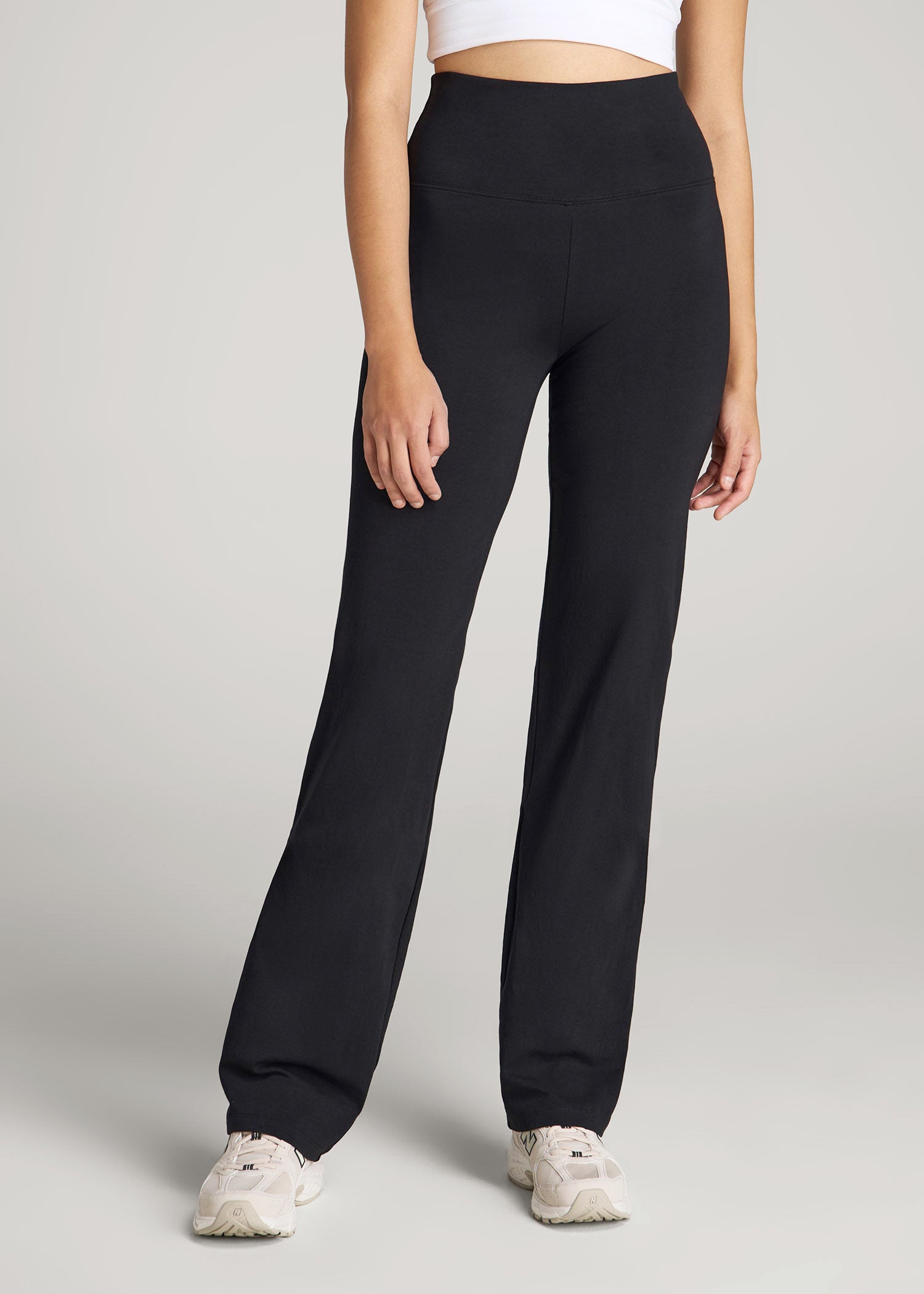American Tall Sale | Women's Straight Leg Cotton Leggings for Tall Women in Black
