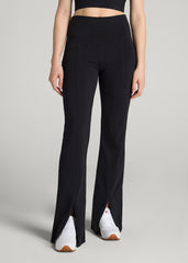 American Tall Discount | High Rise Split Flare Cotton Leggings for Tall Women in Black