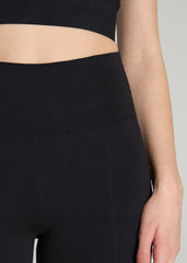 American Tall Discount | High Rise Split Flare Cotton Leggings for Tall Women in Black