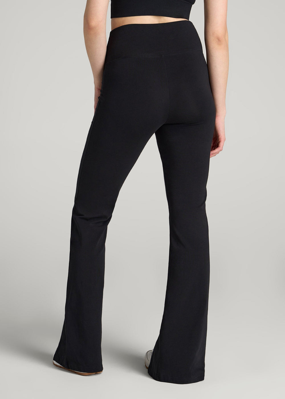 American Tall Discount | High Rise Split Flare Cotton Leggings for Tall Women in Black