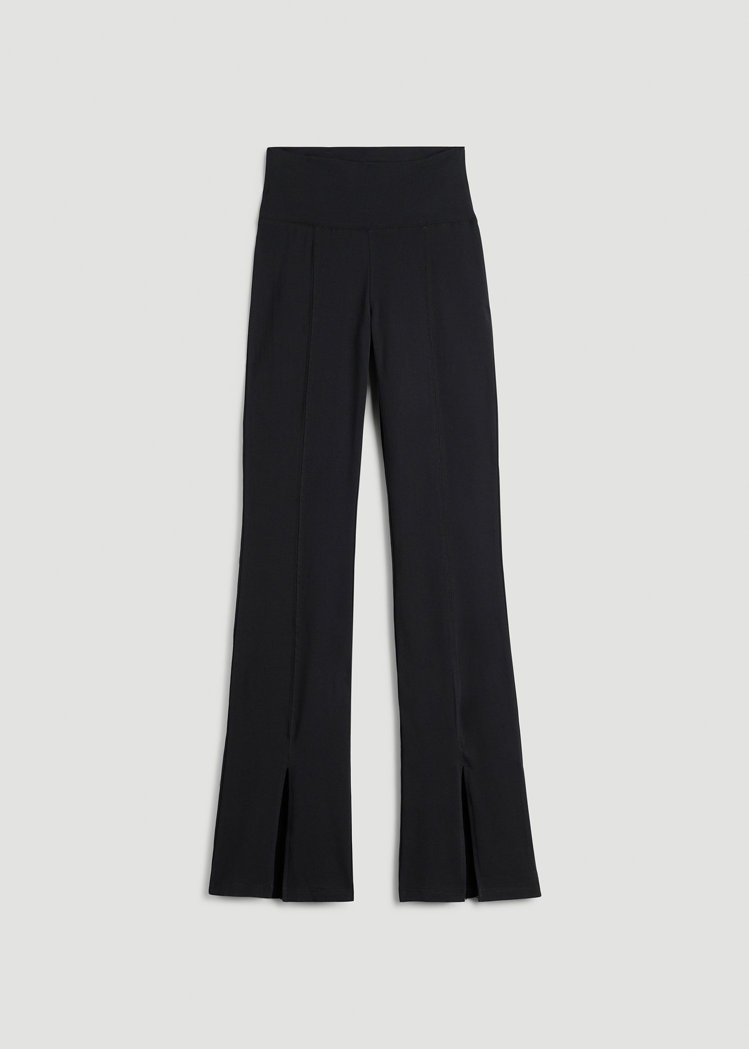American Tall Discount | High Rise Split Flare Cotton Leggings for Tall Women in Black