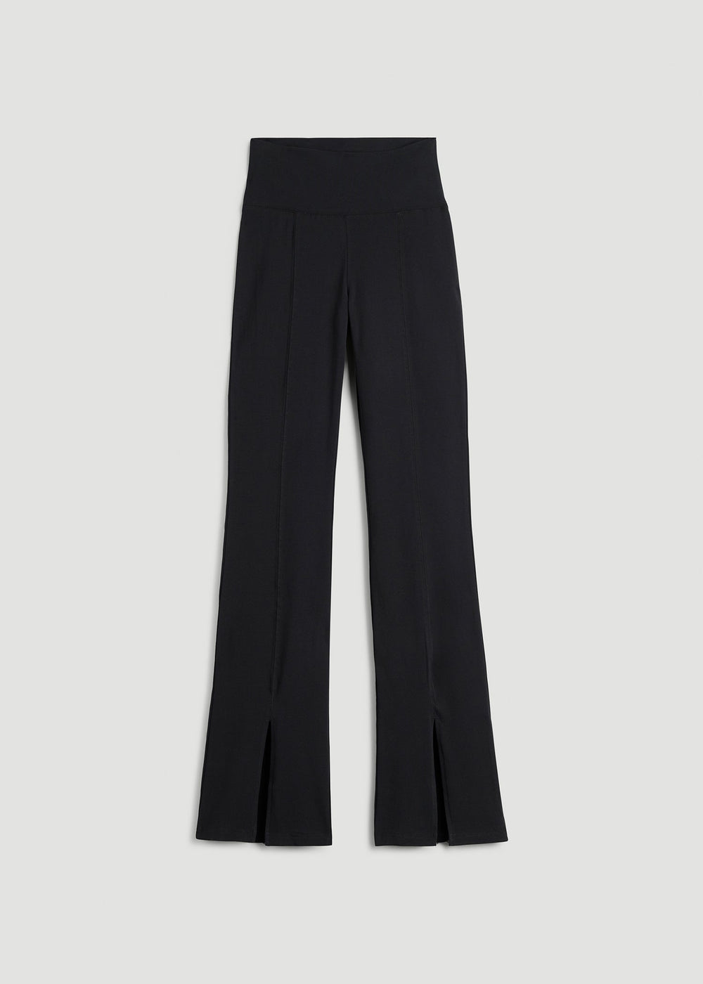 American Tall Discount | High Rise Split Flare Cotton Leggings for Tall Women in Black