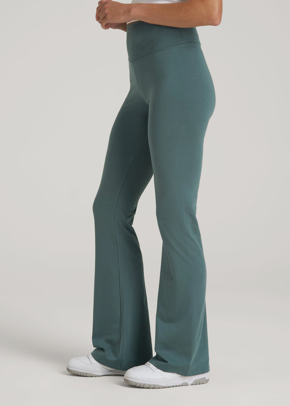 American Tall Discount | Cotton Flare Leggings for Tall Women in Balsam Green