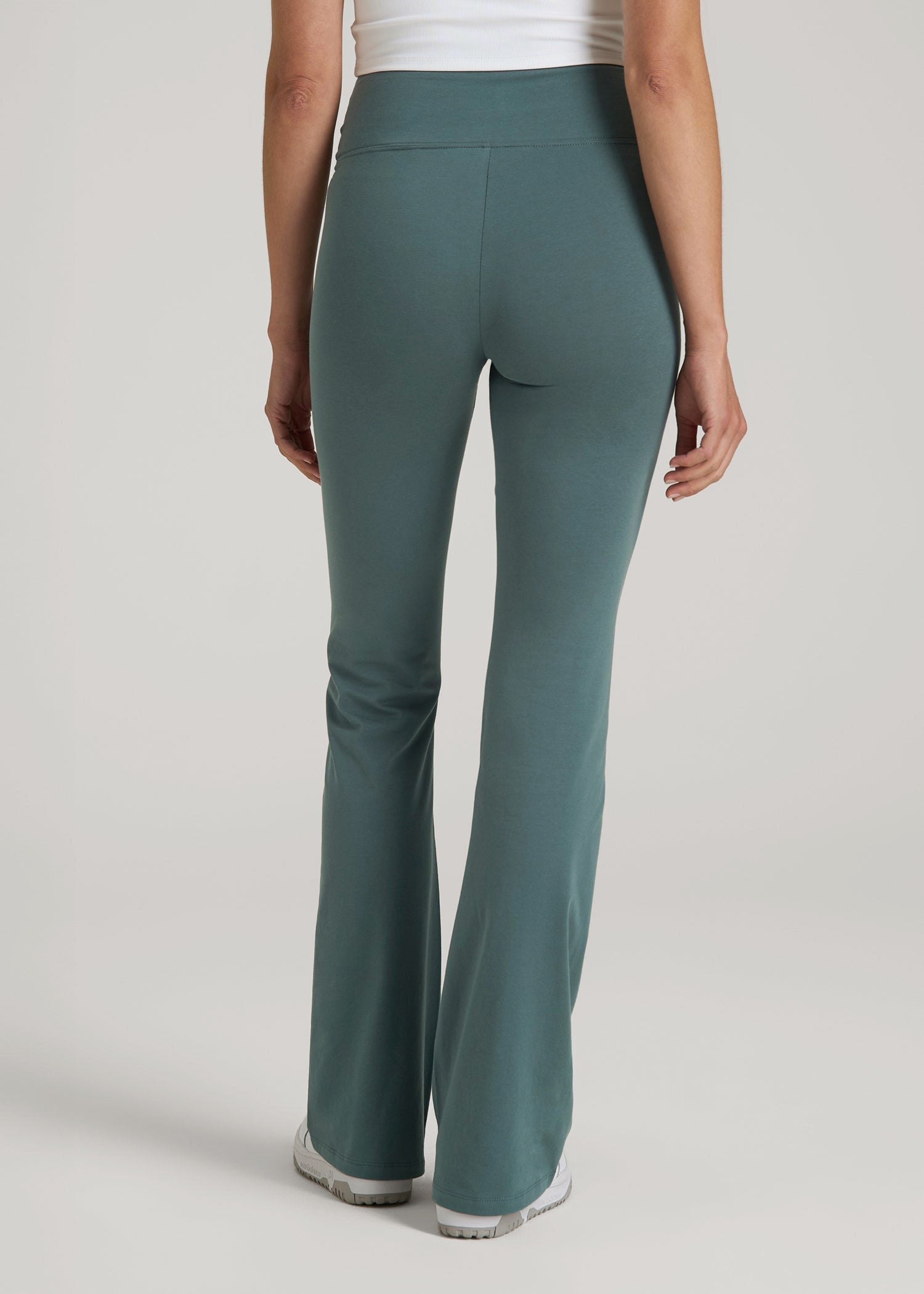 American Tall Discount | Cotton Flare Leggings for Tall Women in Balsam Green