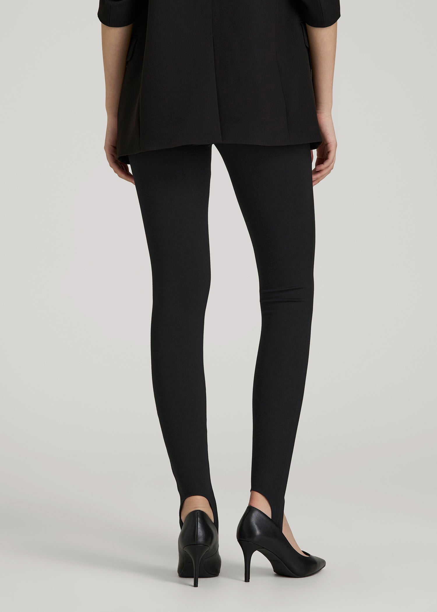 American Tall Sale | Soft Flex Ponte Stirrup Pants  for Tall Women in Black