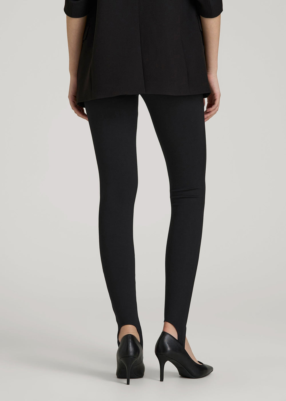 American Tall Sale | Soft Flex Ponte Stirrup Pants  for Tall Women in Black