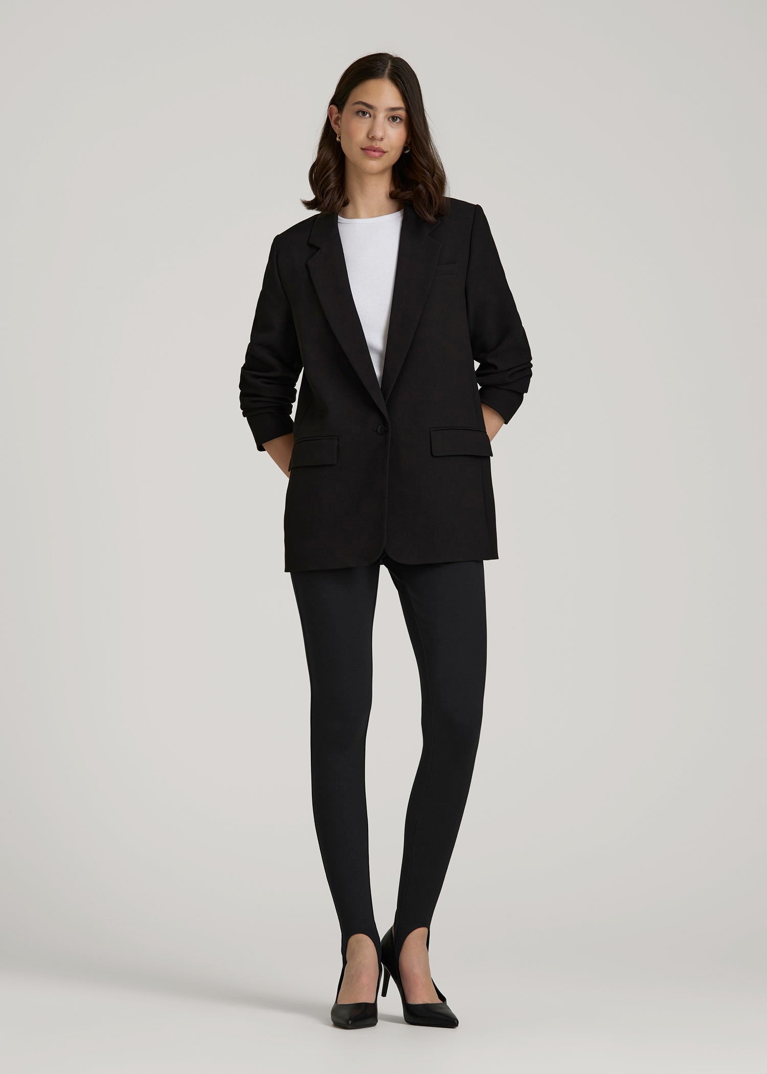 American Tall Sale | Soft Flex Ponte Stirrup Pants  for Tall Women in Black