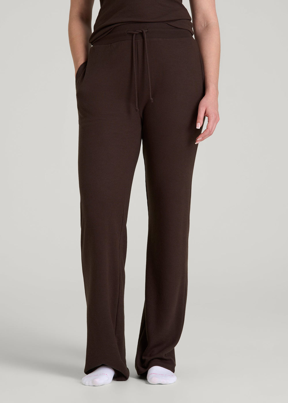 American Tall Online | Open-Bottom Waffle Lounge Pants for Tall Women in Espresso