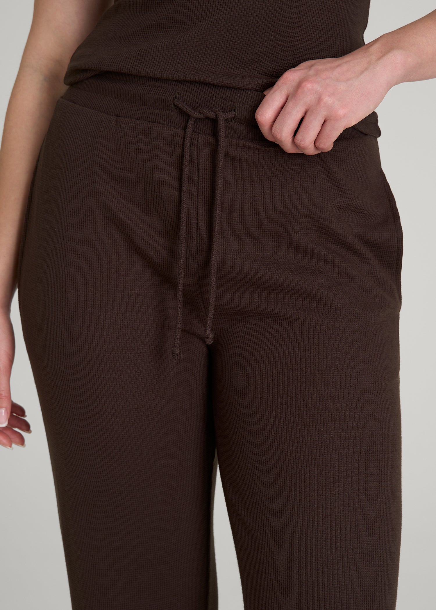 American Tall Online | Open-Bottom Waffle Lounge Pants for Tall Women in Espresso