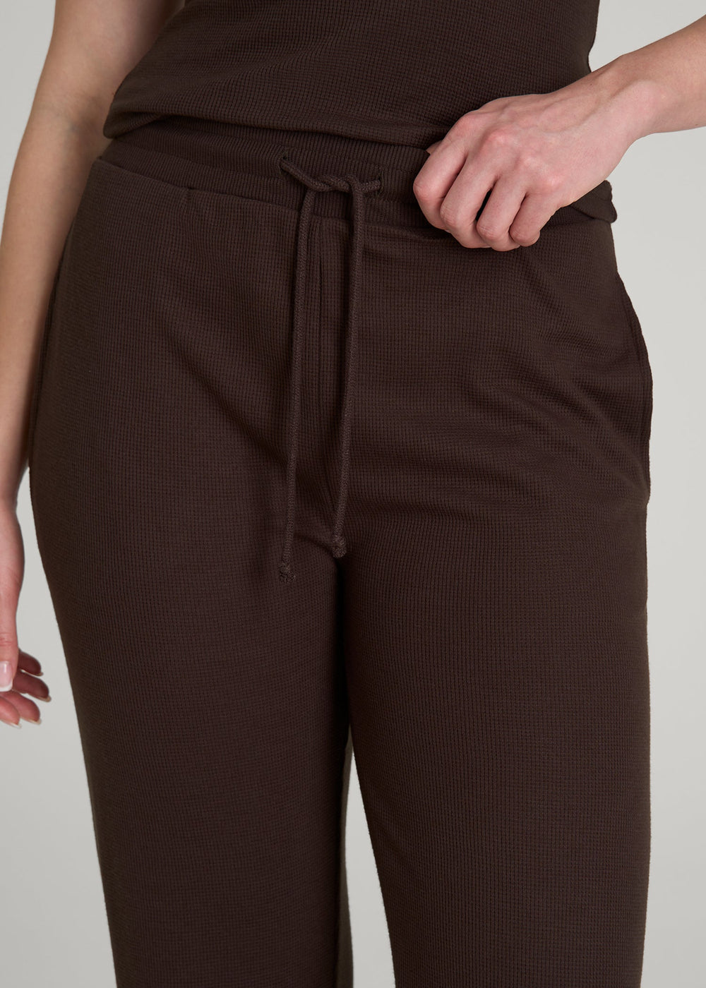 American Tall Online | Open-Bottom Waffle Lounge Pants for Tall Women in Espresso