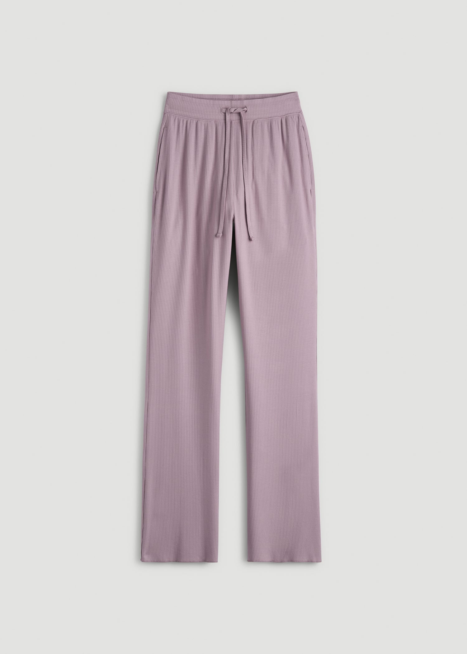American Tall Sale | Ribbed Flare Pants for Tall Women in Smoked Mauve
