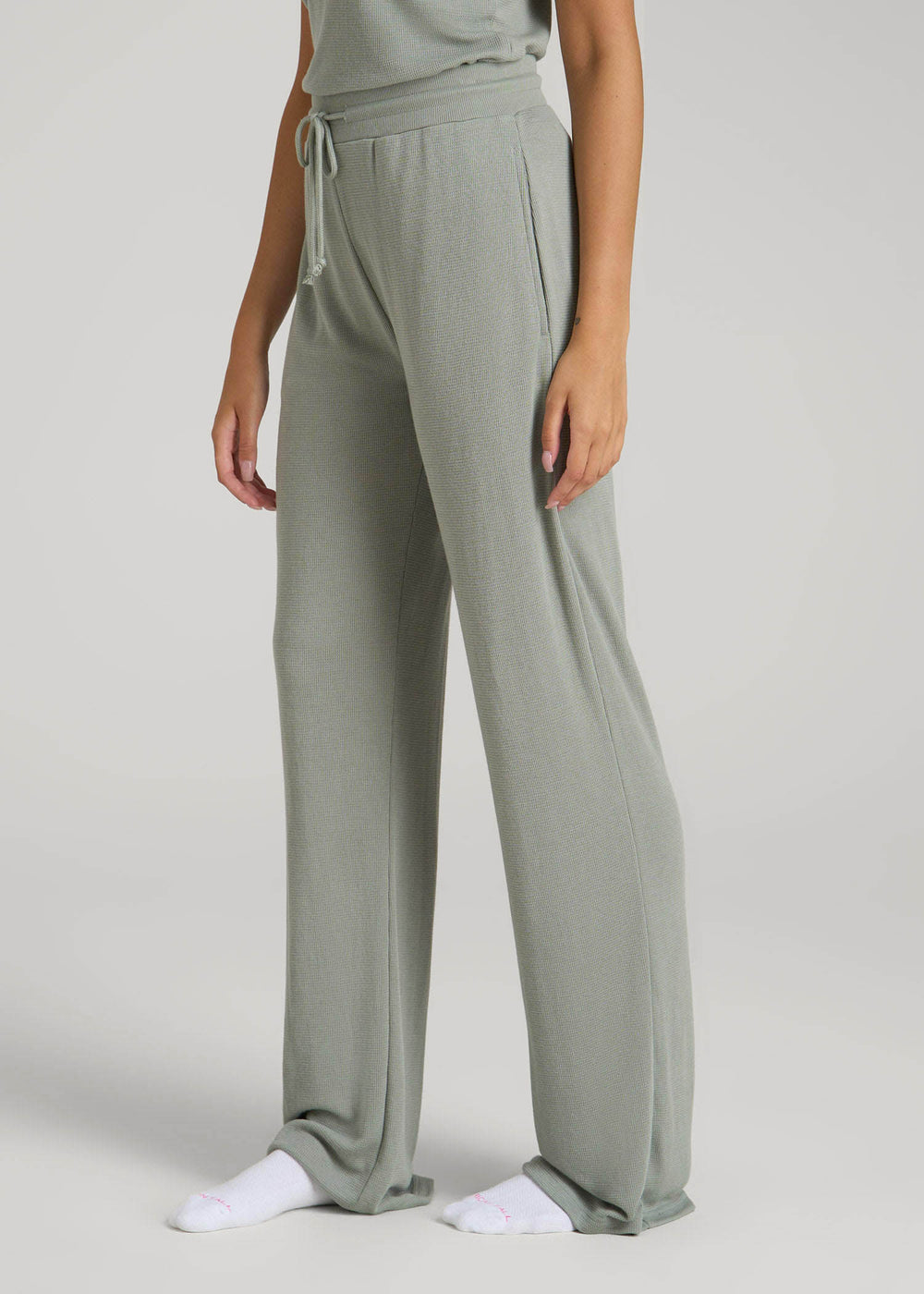 American Tall For Sale | Open-Bottom Waffle Lounge Pants for Tall Women in Seagrass