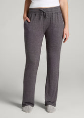 American Tall Discount | Open-Bottom Cozy PJ Lounge Pants for Tall Women in Charcoal Mix