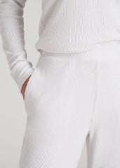 American Tall Online | Ribbed Flare Lounge Pants for Tall Women in Cloud White