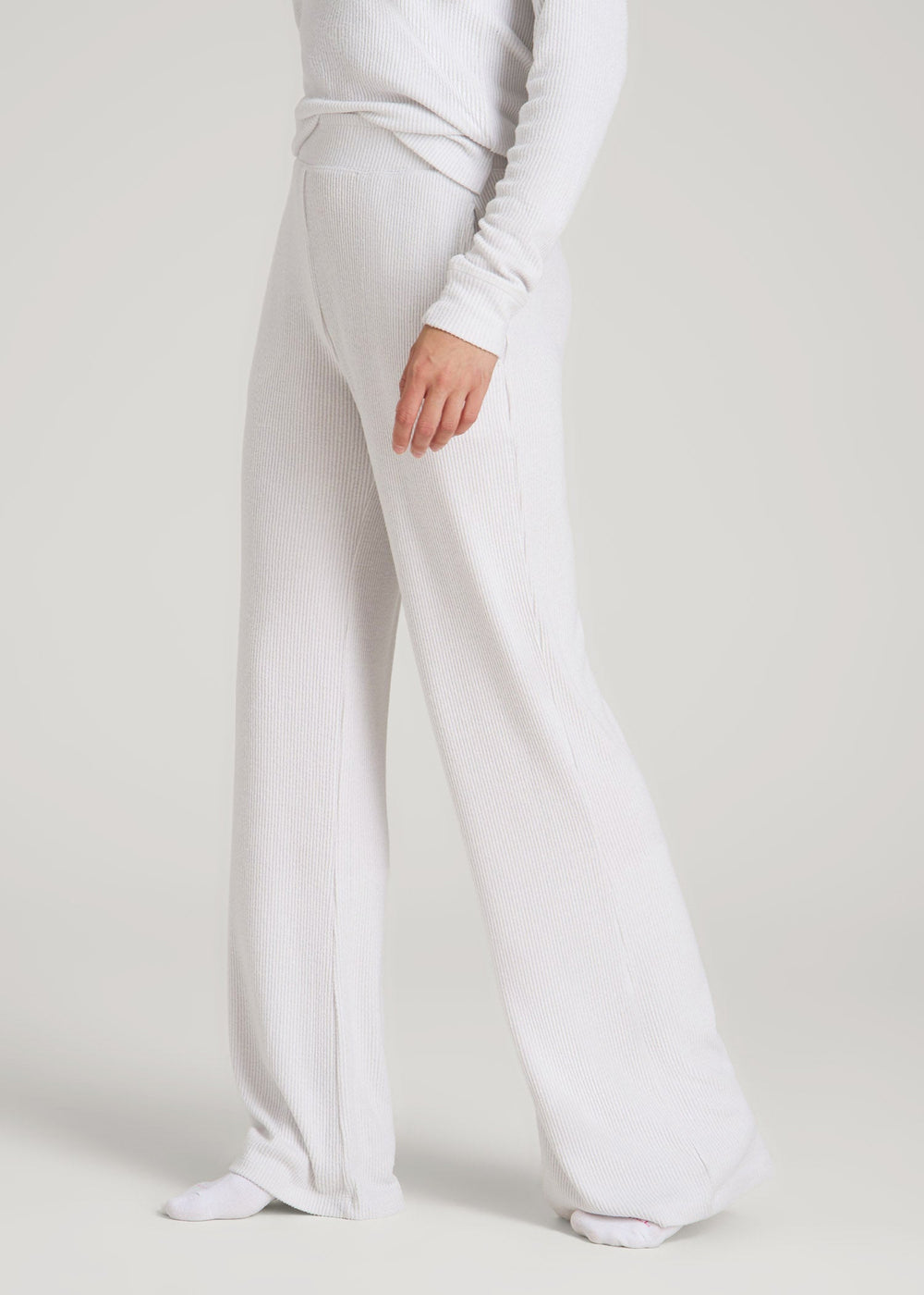 American Tall Online | Ribbed Flare Lounge Pants for Tall Women in Cloud White