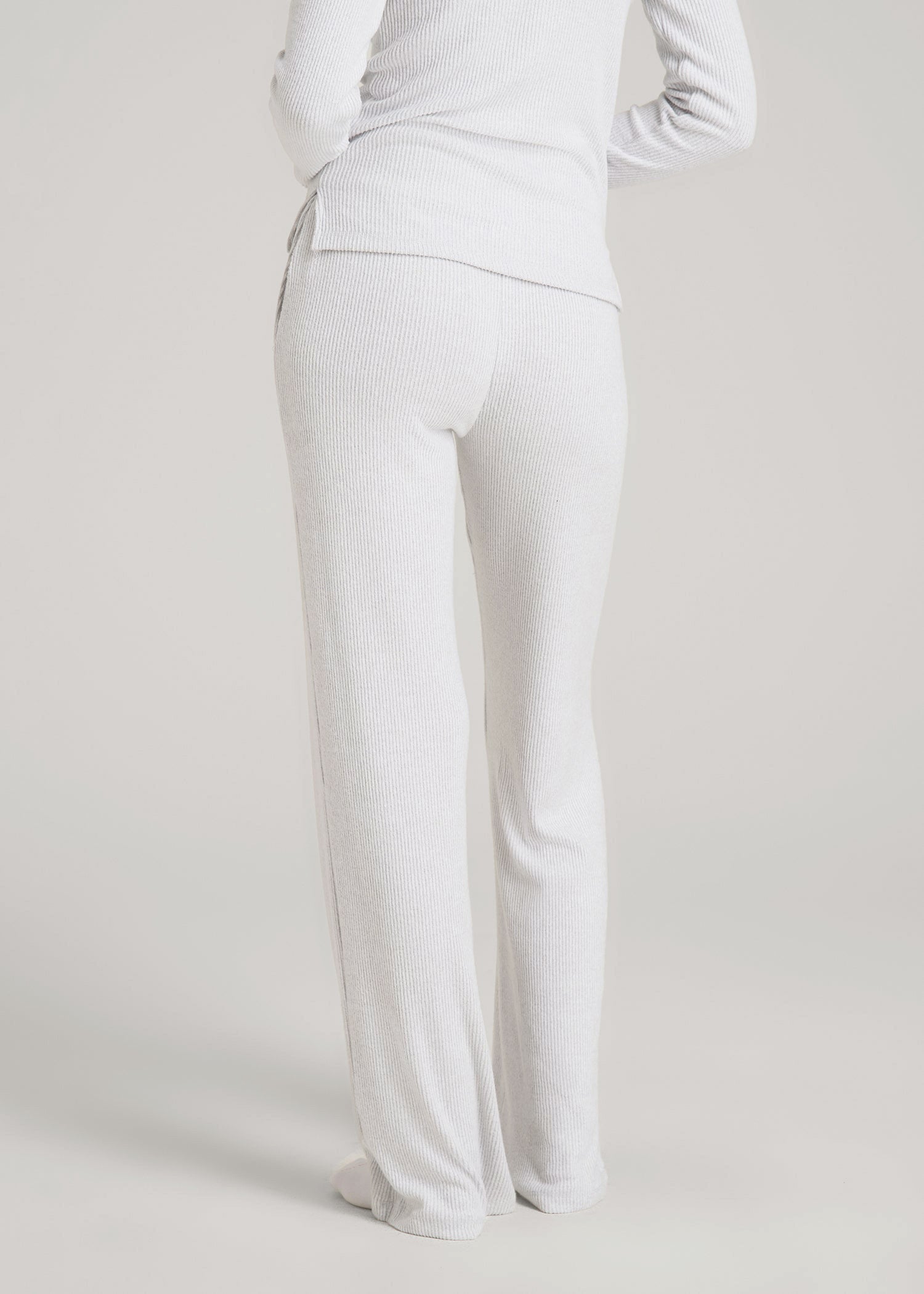 American Tall Sale | Women's Ribbed Flare Lounge Pants for Tall Women in Fog Grey Mix