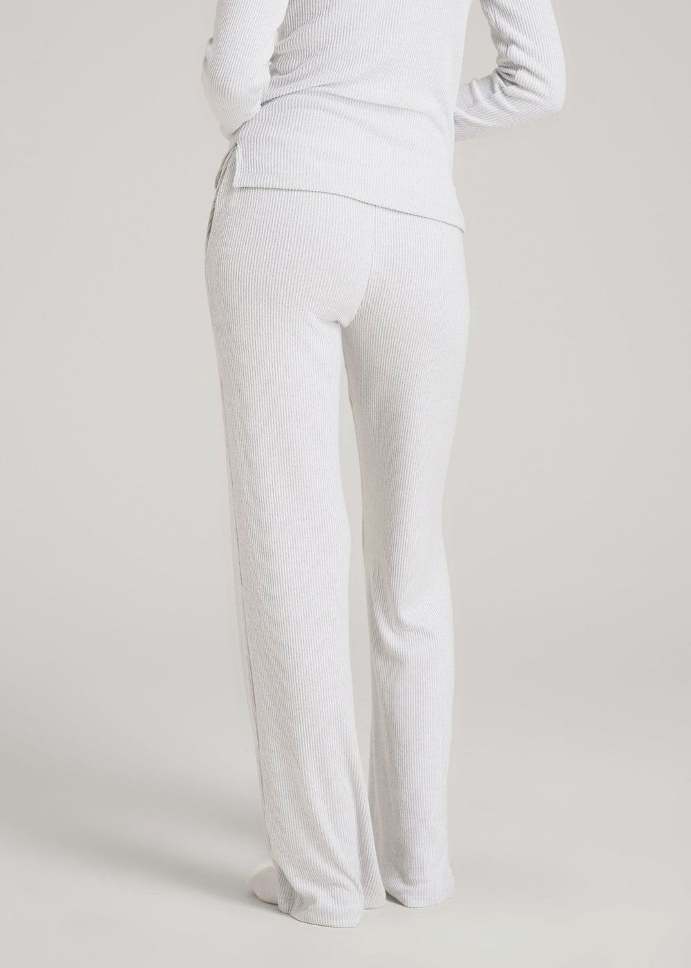 American Tall Sale | Women's Ribbed Flare Lounge Pants for Tall Women in Fog Grey Mix