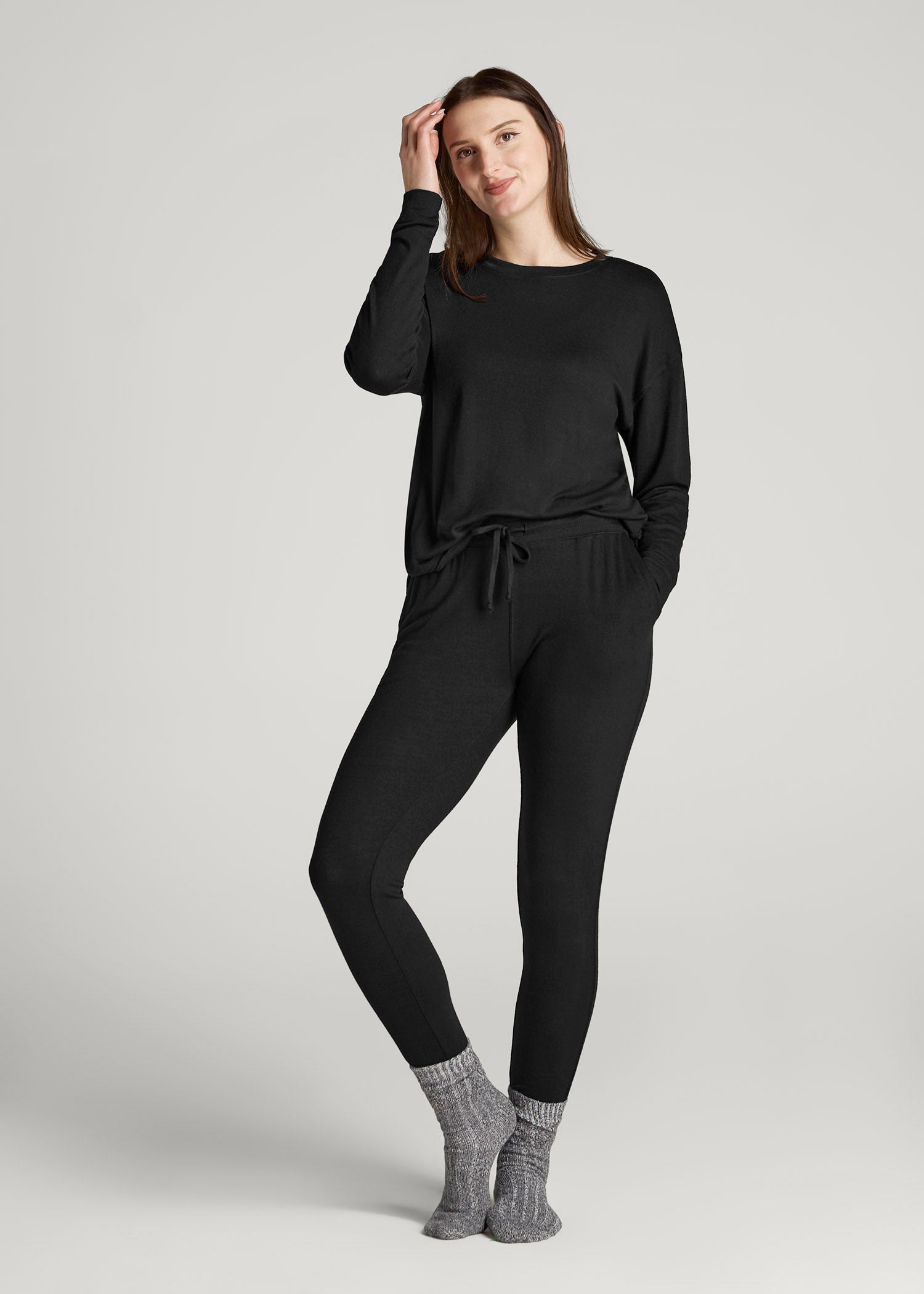 American Tall Outlet | Cozy Lounge Joggers for Tall Women in Black