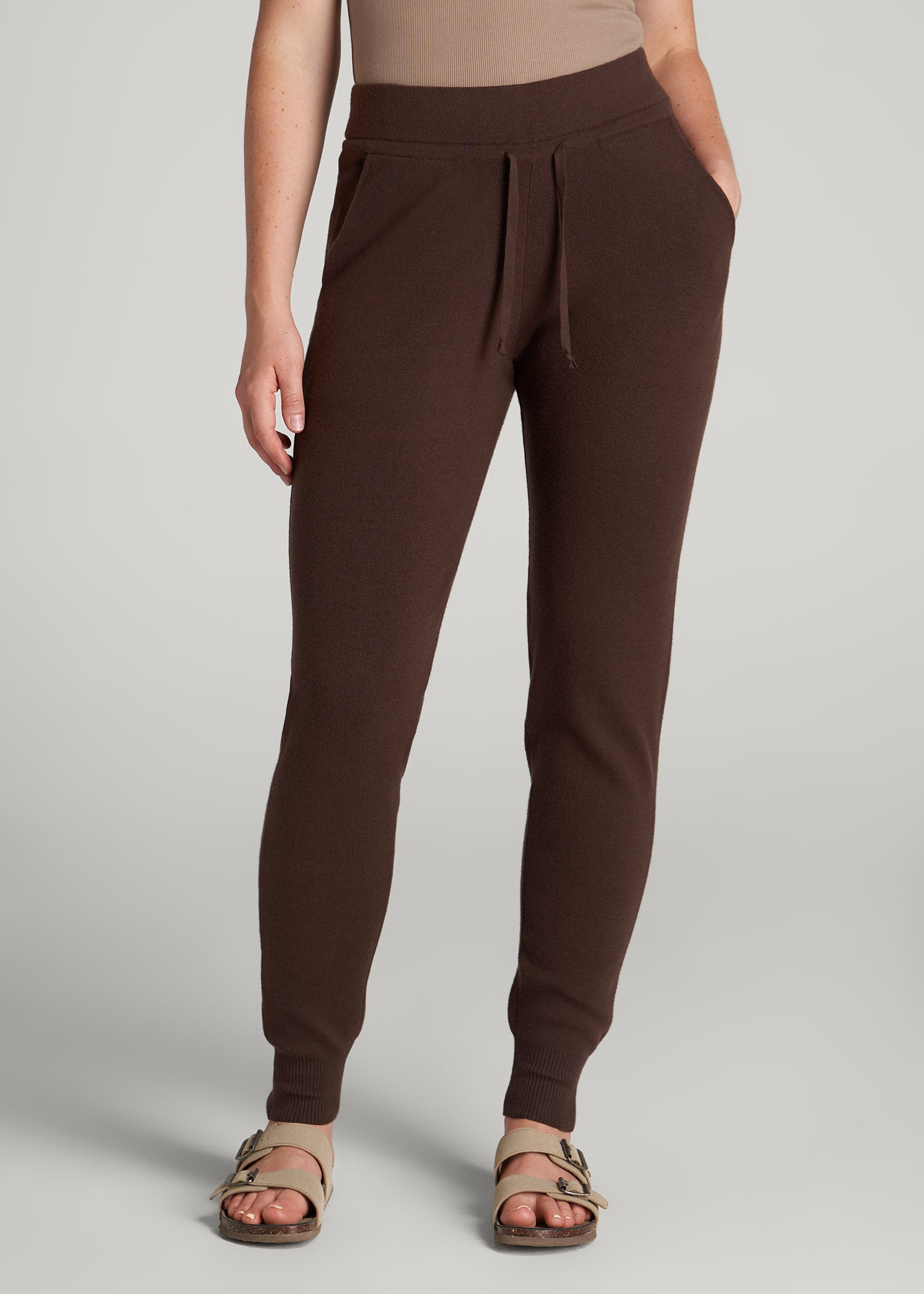 American Tall For Sale | Knit Lounge Joggers for Tall Women in Chocolate
