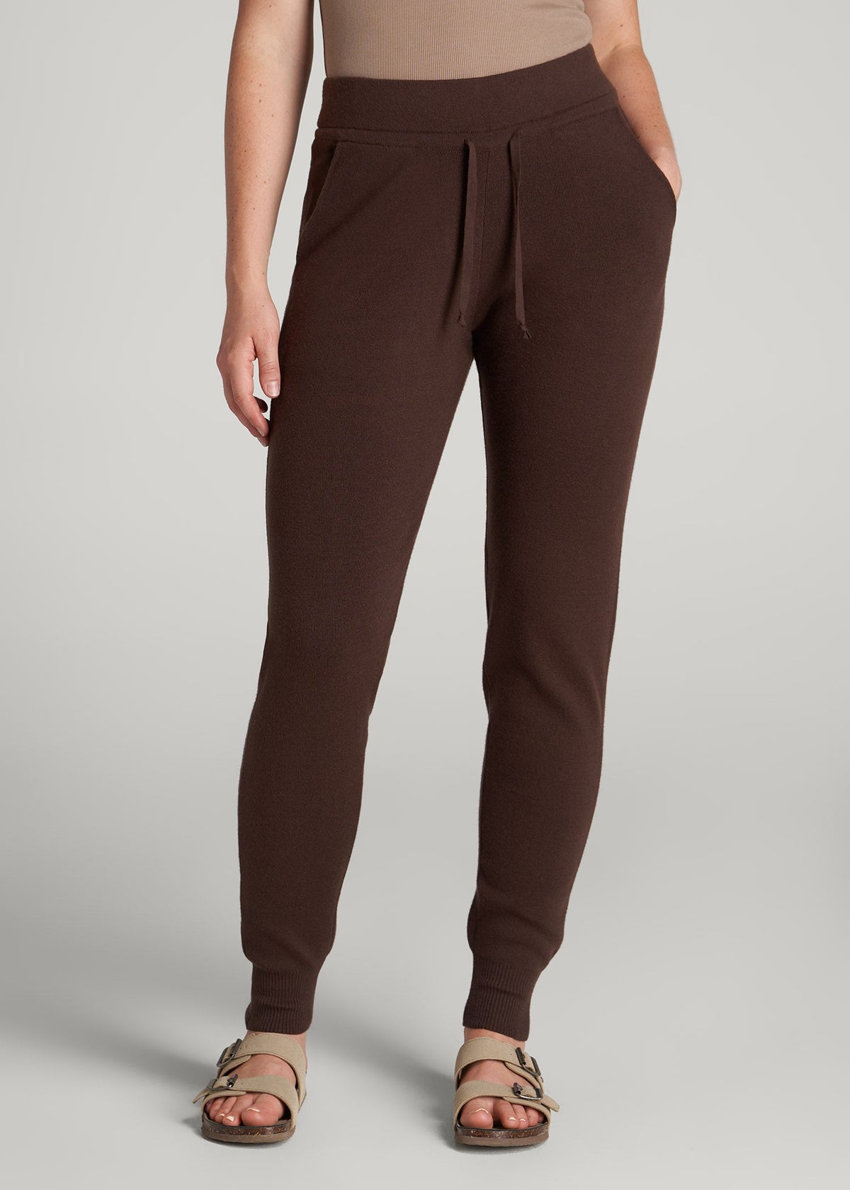 American Tall For Sale | Knit Lounge Joggers for Tall Women in Chocolate