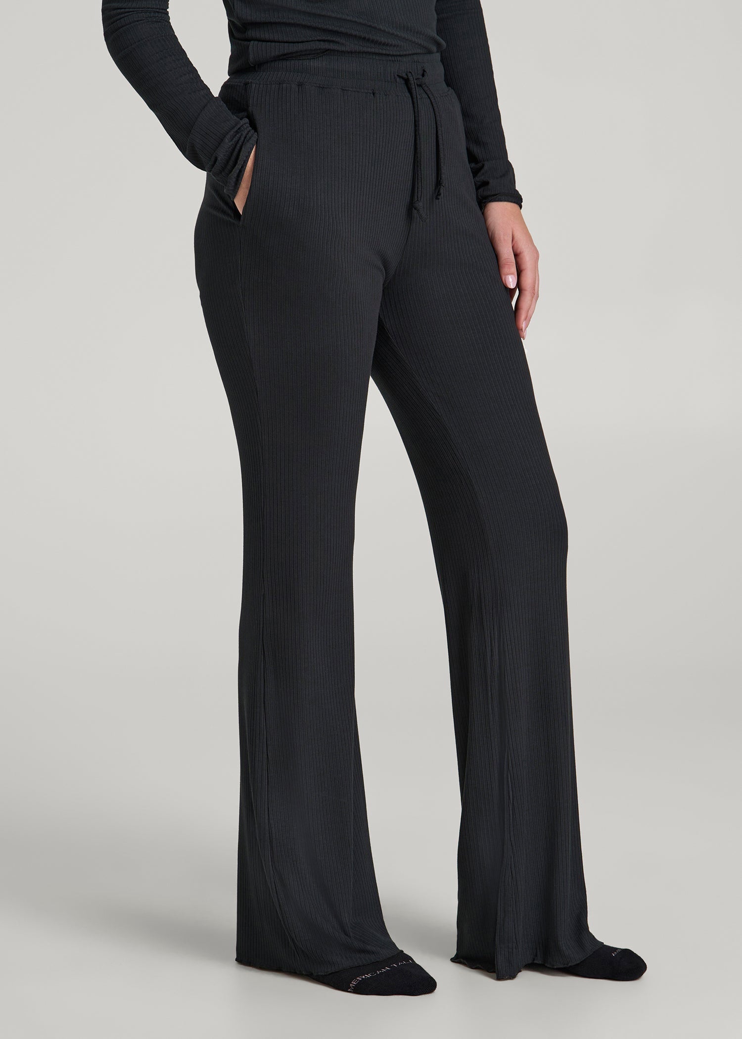 American Tall Online Shop | Ribbed Flare Pants for Tall Women in Black
