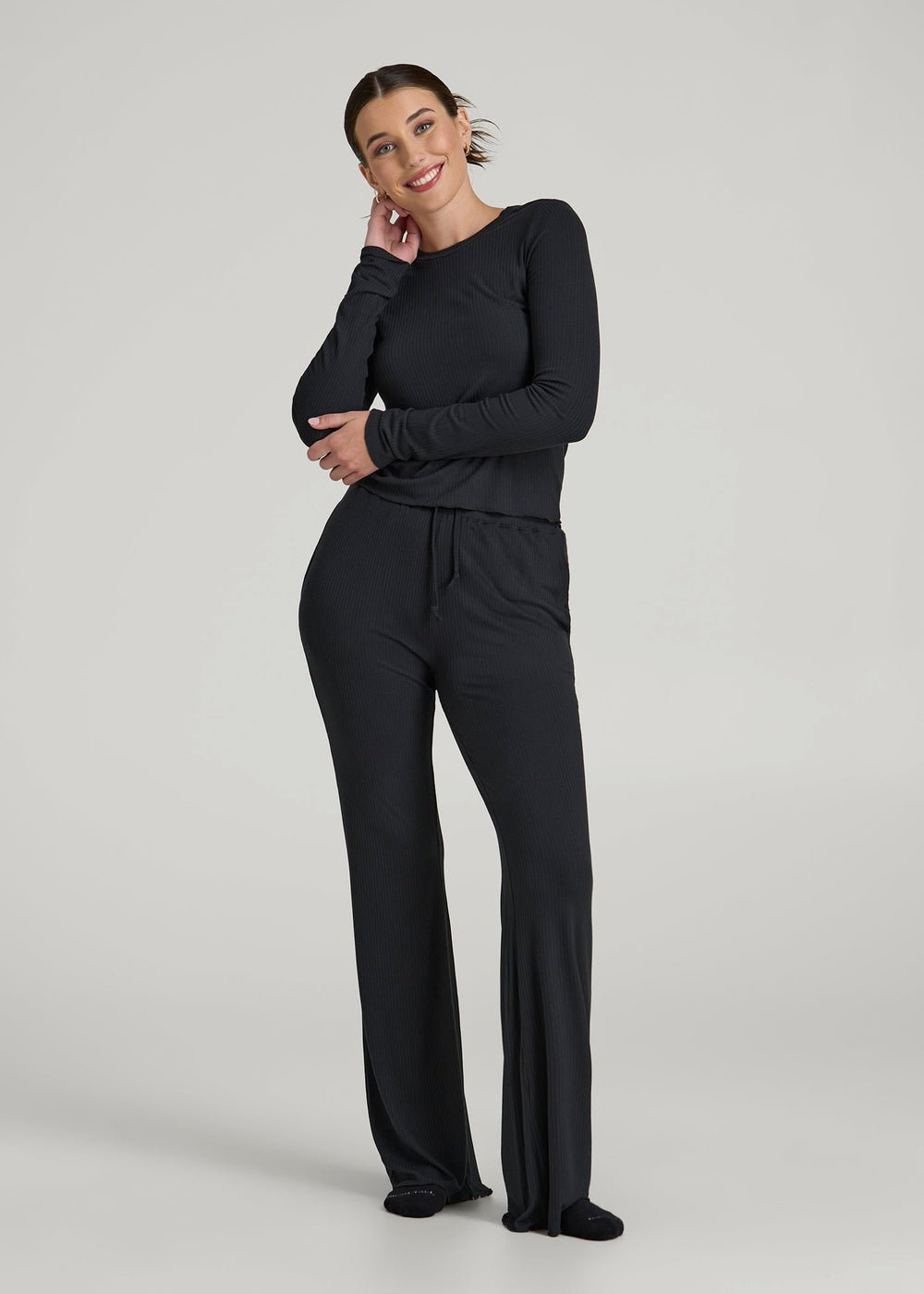 American Tall Online Shop | Ribbed Flare Pants for Tall Women in Black
