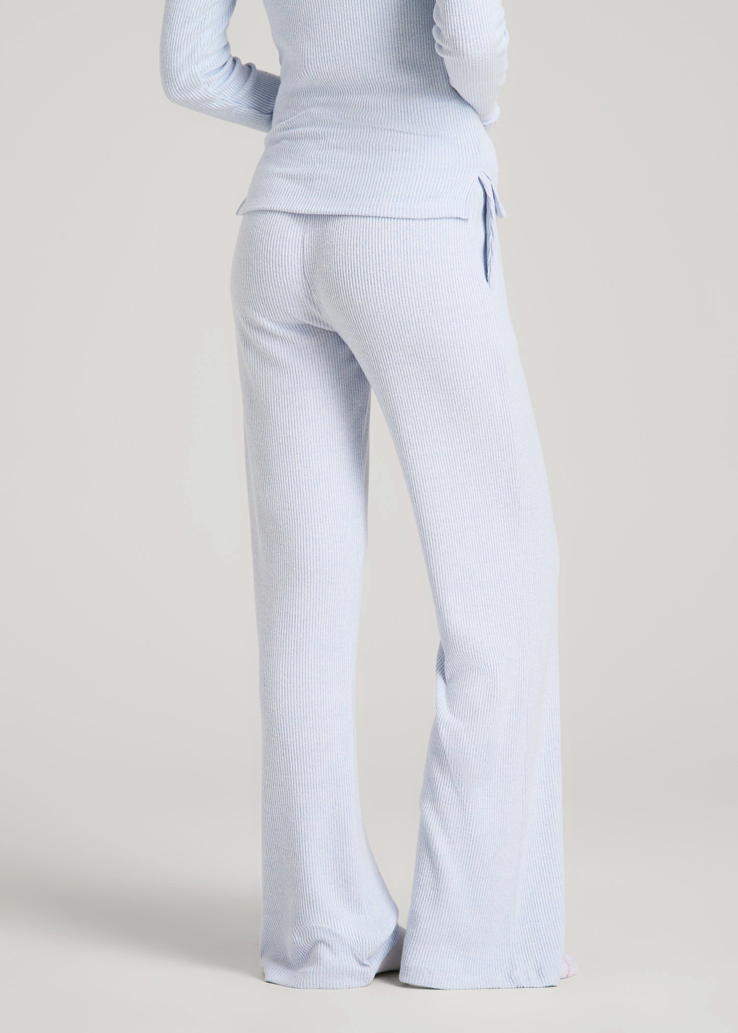 American Tall Sale | Women's Ribbed Flare Lounge Pants for Tall Women in Bluebird Mix